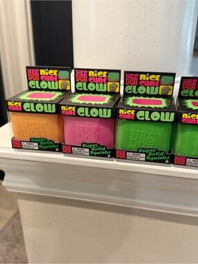 NeeDoh Glow Super Solid Squish Cube - Pink, Orange, Green (price is per piece)